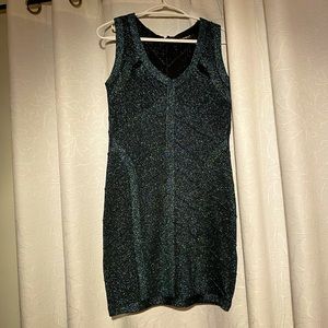 Forest metallic green Qed London M evening dress.